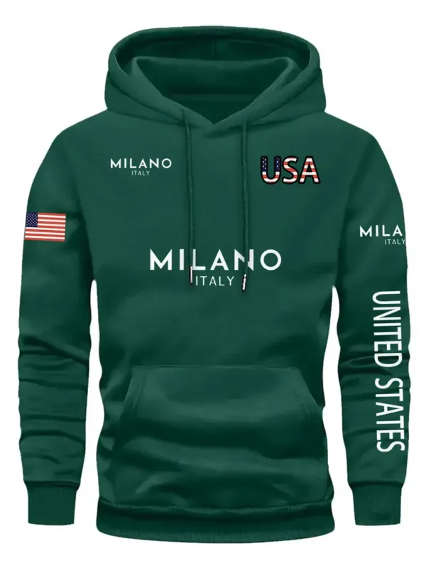 MILANO-USA-ITALY-Mens-Dark-green-Hoodie-Stylish-Letter-Print-Sweatshirt-with-Kangaroo-Pocket-1